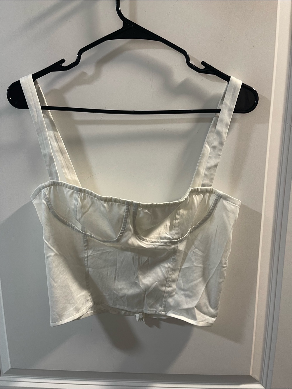 DANIELLE BERNSTEIN White Corset-Style Crop Top No Size Tags Have Small Flawed